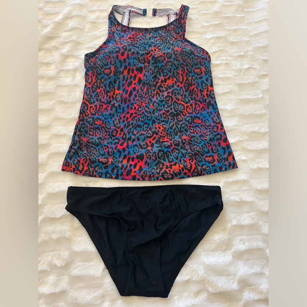 Black Leopard Print Tankini Swimsuit NWT